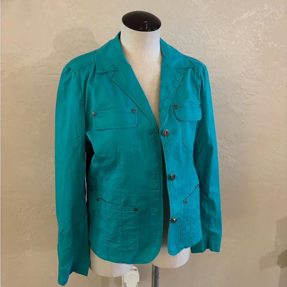 Sharon Anthony Teal Utility Button-Front Women's Jacket sz Med
